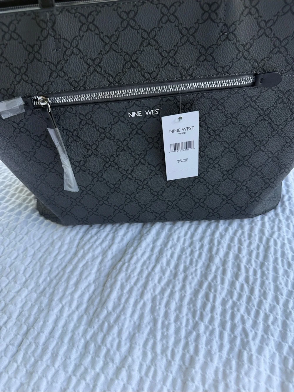 Nine West Gray Monogram Tote Bag
